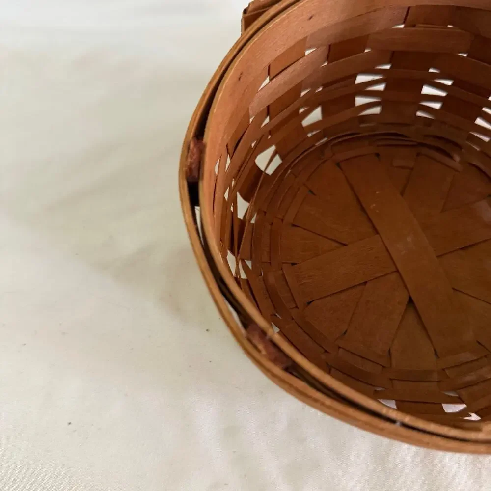 Vintage Longaberger Round ~6 inch Basket Handles Cottagecore 90s 1991